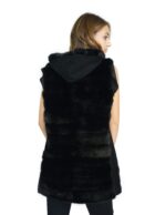 Smanicato pelliccia visone orizzontale nero con renna cappuccio 50 fourrure de vison mink fur Nerz