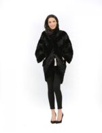 48 Pelliccia persiano nero cappotto donna stondato collo visone collezione