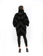48 Pelliccia persiano nero cappotto donna stondato collo visone collezione