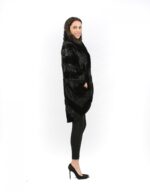 48 Pelliccia persiano nero cappotto donna stondato collo visone collezione