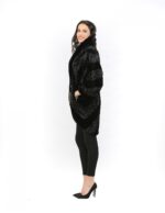 48 Pelliccia persiano nero cappotto donna stondato collo visone collezione