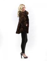 50 Pelliccia cappotto in visone orizzontale scanbrown braschi a collo alto