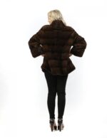 50 Pelliccia cappotto in visone orizzontale scanbrown braschi a collo alto