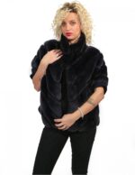 SMANICATO REX GRIGIO SCURO CON LAVORAZIONE TRASVERSALE CON COLLO PISTAGNA POLSO LANA