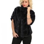 SMANICATO REX GRIGIO SCURO CON LAVORAZIONE TRASVERSALE CON COLLO PISTAGNA POLSO LANA