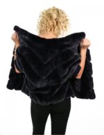 SMANICATO REX GRIGIO SCURO CON LAVORAZIONE TRASVERSALE CON COLLO PISTAGNA POLSO LANA
