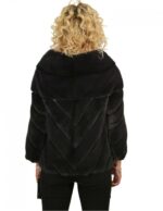 44 mink dunklen Jeansjacke mit Querbearbeitung mit Lederbeifügungen kochend Hals – Bild 5