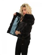 44 mink dunklen Jeansjacke mit Querbearbeitung mit Lederbeifügungen kochend Hals – Bild 7