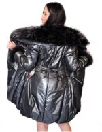 44 PIUMINO GIACCONE CON FODERA FANTASIA COLLO E POLSO DI MURMASKY STACCABILI METALIC GRAY