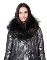 44 PIUMINO GIACCONE CON FODERA FANTASIA COLLO E POLSO DI MURMASKY STACCABILI METALIC GRAY