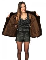 FRAUEN Pelzjacke MAHAGONİ NATURAL SKIN GANZ NECK KOREANISCH – Bild 7