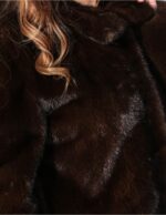 FRAUEN Pelzjacke MAHAGONİ NATURAL SKIN GANZ NECK KOREANISCH – Bild 4