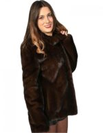 FRAUEN Pelzjacke MAHAGONİ NATURAL SKIN GANZ NECK KOREANISCH – Bild 3