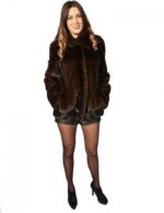 FRAUEN Pelzjacke MAHAGONİ NATURAL SKIN GANZ NECK KOREANISCH – Bild 5