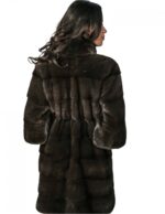 PELLICCIA DONNA CAPPOTTINO VISONE 48 DYED AURORA ORIZZONTALE CON COLLO PISTAGNA E MANIC 3/4