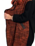 CAPPOTTINO LANA NERO E ARANCIO CON TASCHE ZIP 54
