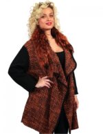 CAPPOTTINO LANA NERO E ARANCIO CON TASCHE ZIP 54