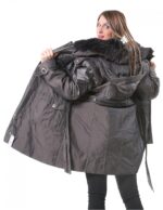 49 PELLICCIA PIUMINO DONNA CON VOLPE AL COLLO TESTA DI MORO OVERSIZE
