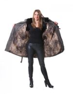 49 PELLICCIA PIUMINO DONNA CON VOLPE AL COLLO TESTA DI MORO OVERSIZE