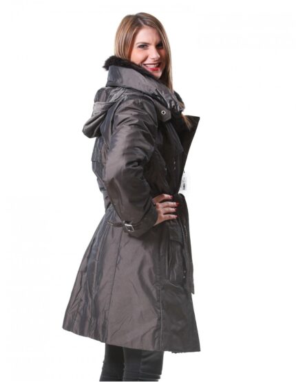 49 PELLICCIA PIUMINO DONNA CON VOLPE AL COLLO TESTA DI MORO OVERSIZE