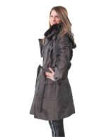 53 PELLICCIA PIUMINO DONNA CON VOLPE AL COLLO TESTA DI MORO OVERSIZE