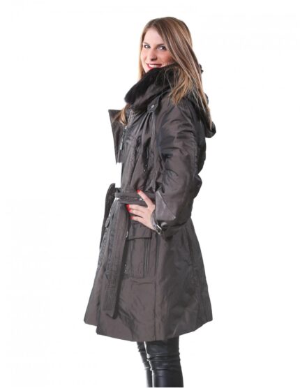 53 PELLICCIA PIUMINO DONNA CON VOLPE AL COLLO TESTA DI MORO OVERSIZE