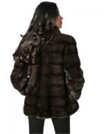 PELLICCIA DONNA GIACCONE VISONE DYED AURORA ORIZZONTALE E COLLETTO 46