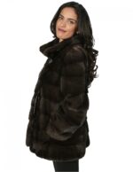 48 pelliccia donna giaccone visone dyed aurora con lavorazi orizzontale e colletto