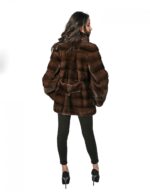 PELLICCIA DONNA GIACCONE VISONE SCANBROWN CON COLLETTO REGOLABILE 48