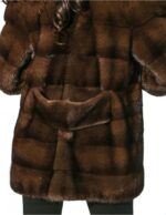 PELLICCIA DONNA GIACCONE VISONE SCANBROWN CON COLLETTO REGOLABILE 48