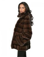 PELLICCIA DONNA GIACCONE VISONE SCANBROWN CON COLLETTO REGOLABILE 48