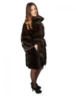 48 Pelliccia donna cappotto modello kimono con cintura orizzontale vison норка fur mink Nerzpelzes fourrure