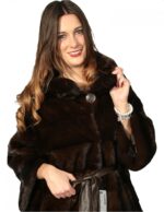 48 Pelliccia donna cappotto modello kimono con cintura orizzontale vison норка fur mink Nerzpelzes fourrure