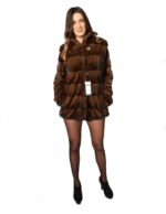 FRAUEN Pelzjacke MINK SCANGLOW DRAWSTRING FUND UND NACKEN SLEEVE KOREANISCH 46 – Bild 4