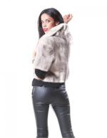 44 Nerz Cape Vollleder Weibliche silberne Farbe blau Reverskragen – Bild 4