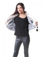 44 Nerz Cape Vollleder Weibliche silberne Farbe blau Reverskragen – Bild 6