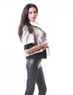 44 Nerz Cape Vollleder Weibliche silberne Farbe blau Reverskragen – Bild 7