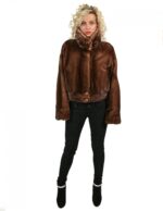 46 pelliccia blouson visone braschi wild star con colletto e spacchi polsi