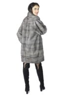 42 Cappotto donna pelliccia di visone grigio chiaro lungo orizzontale Braschi Studio B