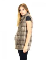 Sleeveless horizontal silverblue mink turtleneck 44 mink fur Nerz fourrure de vison - Image 3
