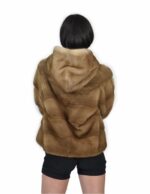 46 Giacca colore redglow pelliccia visone pelle intera orizzontale 61 centimetri cappuccio