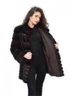 Mantel 46 Pelz Nerz volle Haut horizontal Braschi Toffee braun – Bild 7