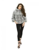 Pelzjacke 40 in Vollleder horizontaler Nerz Saphirhülle 3/4 – Bild 5