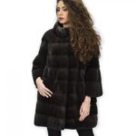 Cappotto 50 aurora pelliccia visone pistagna pelli intere 82cm manica 3/4