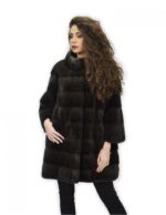 Cappotto 54 aurora pelliccia visone pistagna pelli intere 82cm manica 3/4