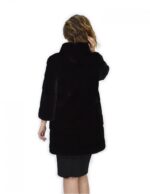 Cappotto 42 nero pelliccia visone pistagna pelli intere 82cm manica 3/4