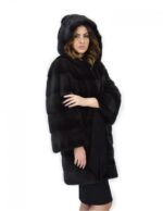 Grey coat dorsated 48 fur mink hooded long sleeve leather belt - Image 4
