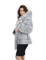 Zaffiro cappuccio 52 cappotto pelliccia visone orizzontale coulisse fondo e polsi