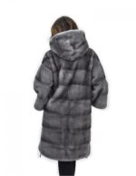 Coat 104cm fur cap 46 mink horizontal blue iris drawstring - Image 6