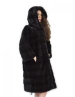 Coat 104cm fur cap 52 horizontal mink aurora drawstring - Image 4